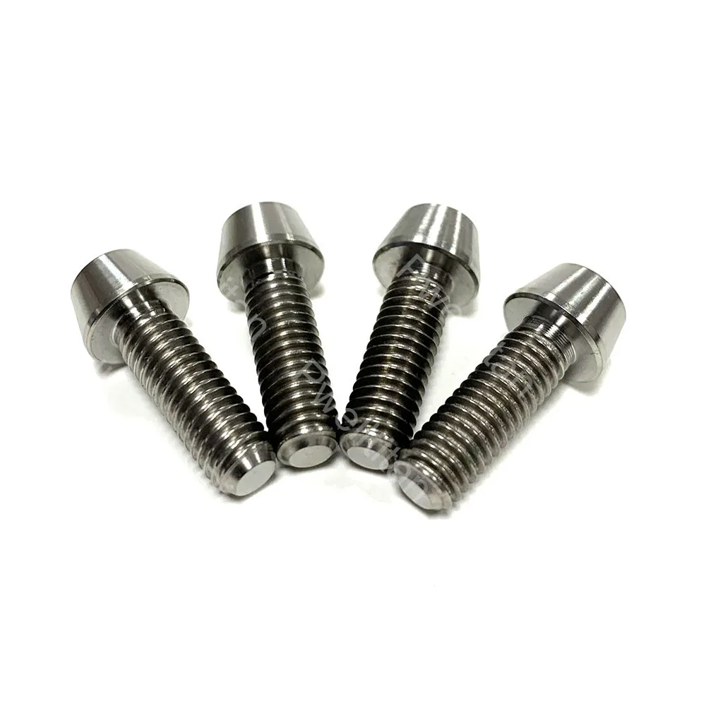 

4 PCS M6 X 18mm Titanium Alloy Bolts Taper Hex Conical Head Screw for MTB Sport Mountain Bike Bicycle Handbar Parts