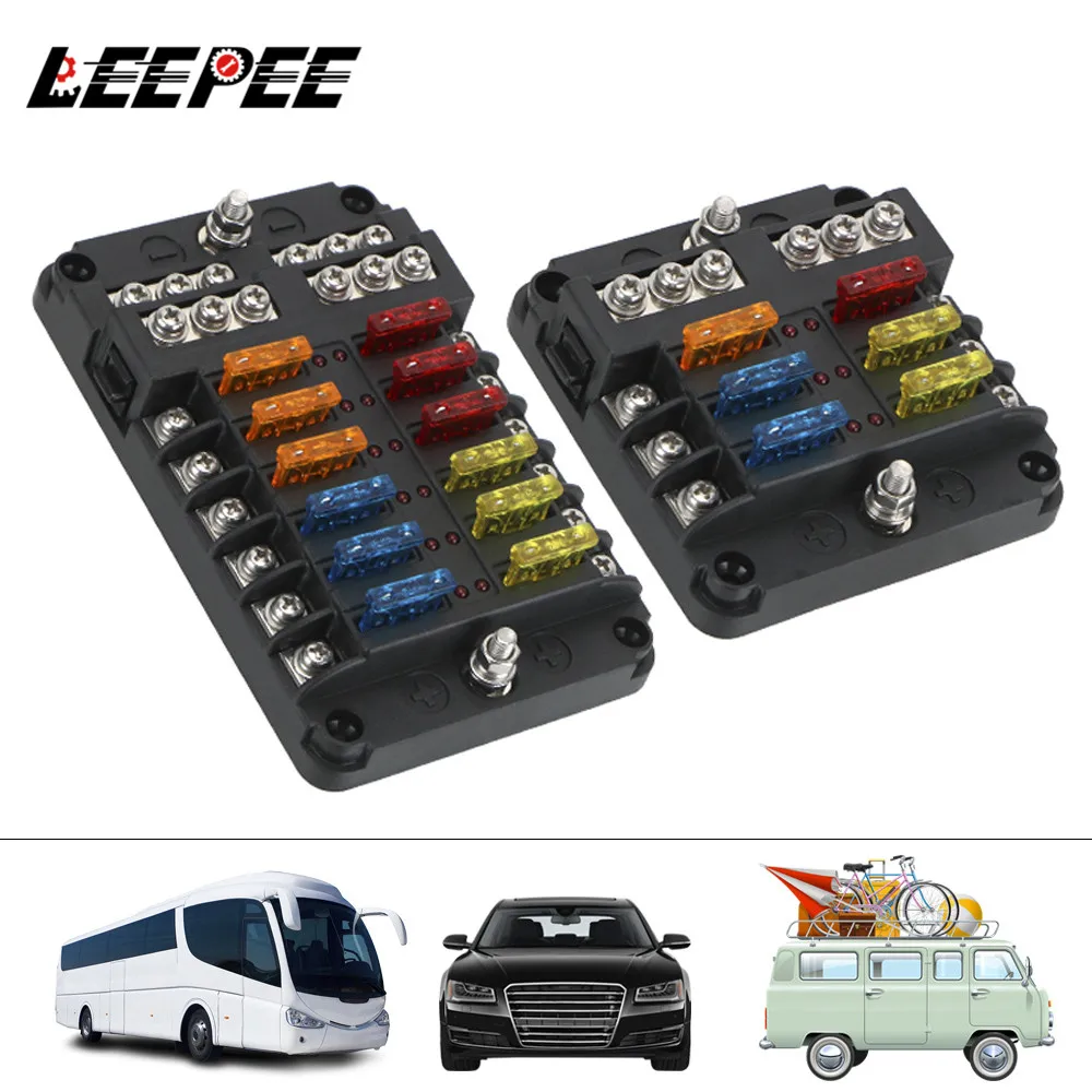 12 Ways Panel 12V 32V 100A Fuse Blade Box Holder Indicator Light Relay Protection Accessories For Boat Car Marine Truck