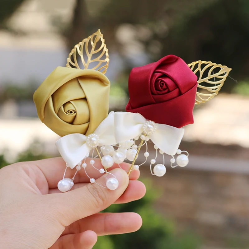 Broche de ramillete de flores de simulación para novia y novio, suministros de vacaciones para fiesta de negocios, 643Z