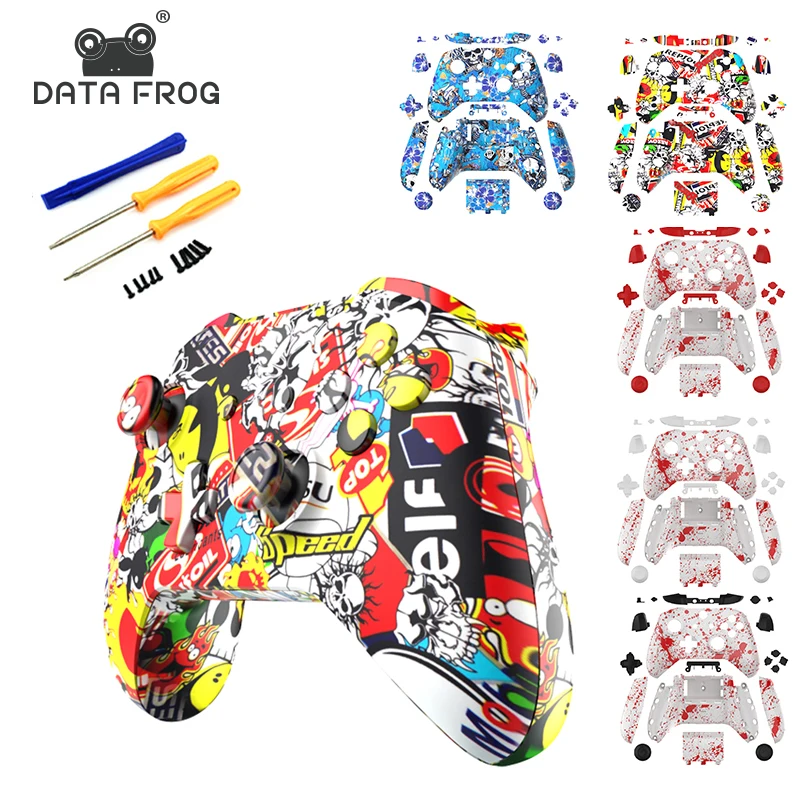Data Frog-carcasa de repuesto para Xbox One, carcasa de reparación completa con botones, Kit de Mod, carcasa personalizada mate para Xbox One Slim