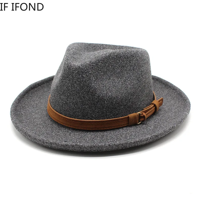 High Quality Wool Felt Fedoras Hats Adult Men Fashion Trilby Cap Autumn Winter Formal Jazz Dress Hat