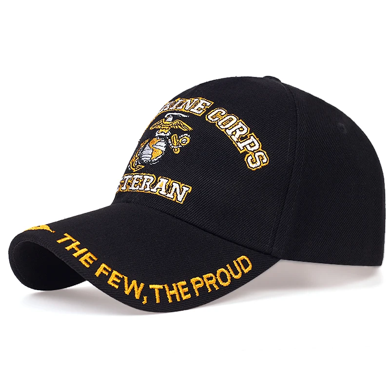 New Fashion U.S. Marine Corps Veteran the few the proud Hats Letter Embroidered Caps Proudly Marine USMC Black Baseball Caps