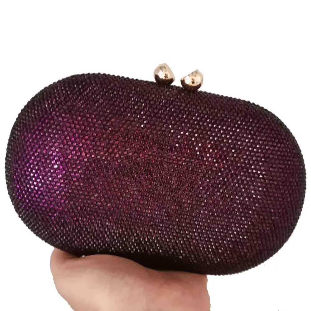 Boutique De FGG Purple Crystal Women Evening Bags and Clutches Ladies Formal Party Diamond Clutch Wedding Purses and Handbags