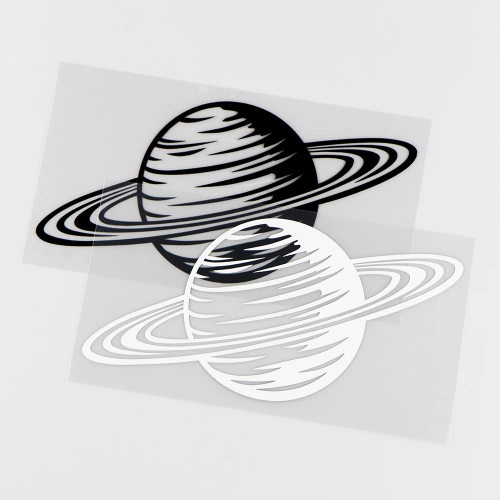 YJZT 15.5X7.7CM Cartoon Planet Saturn Space Theme Car Sticker Vinyl Decals Black / Silver 10A-0163