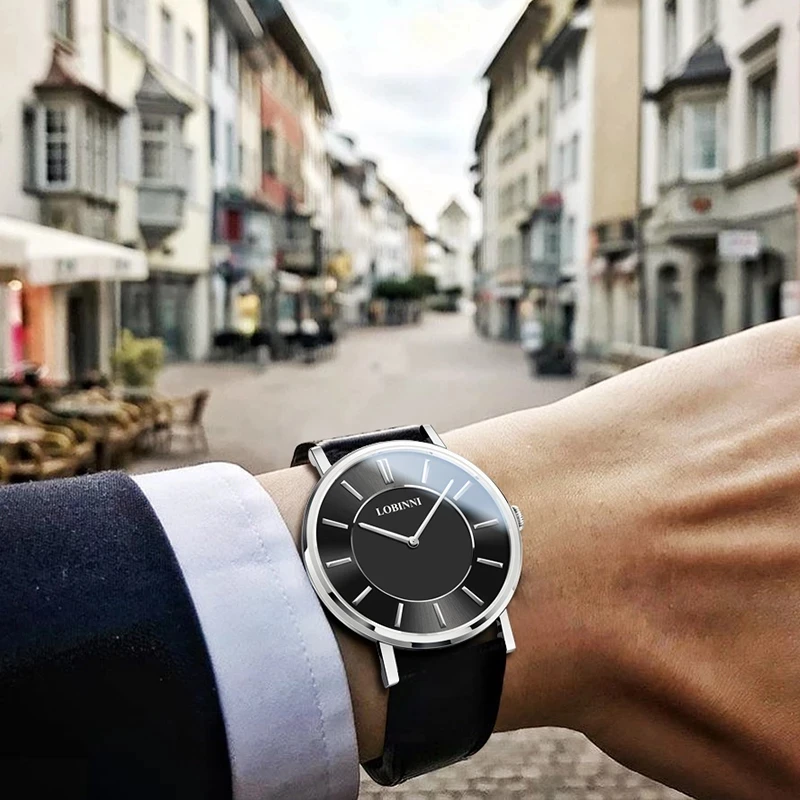 LOBINNI الفاخرة ساعات الزوجين موضة رقيقة جدا تيار WatchWomen والرجال الياقوت مقاوم للماء ساعة كوارتز relogio masculino