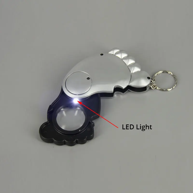 10x Portable Mini Pocket Magnifier Key Chain Magnifying Glass With LED Light for Promotion Gift Magnifier Jewel Loupe