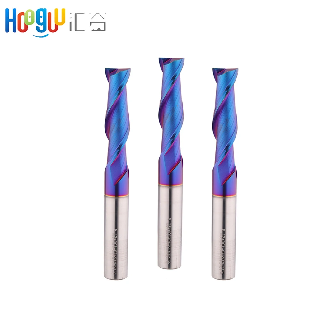 

End Mill 2Flutes HRC65 With 150mm Milling Cutter Alloy Coating Nano Blue Tungsten Steel Cutting Tool CNC Mache End Mills