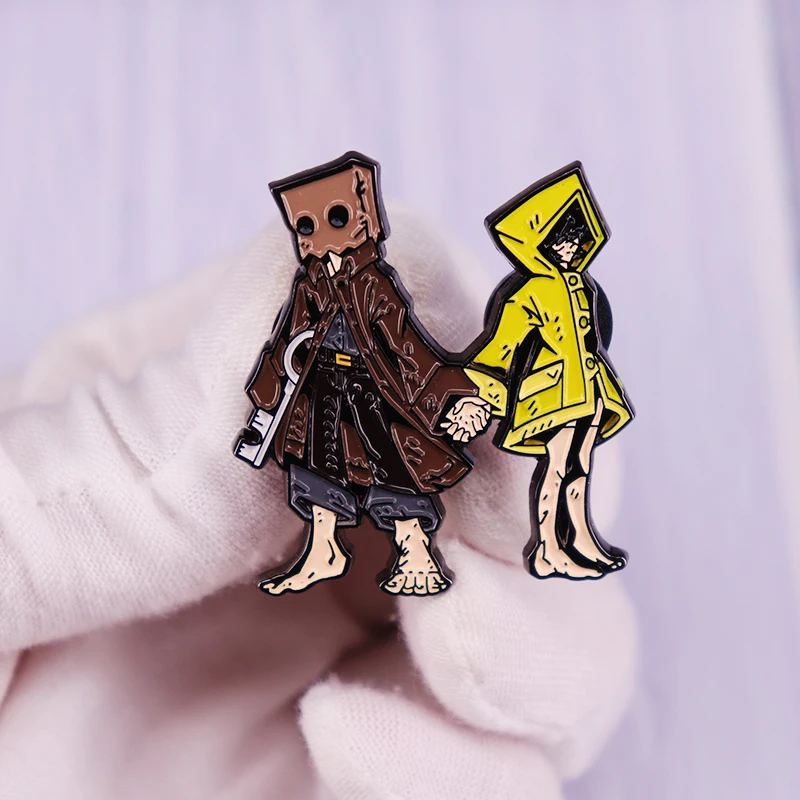 Mono and Six Enamel Pin Little Nightmares Brooch Cartoon Game Badge fashion Jewelry decor