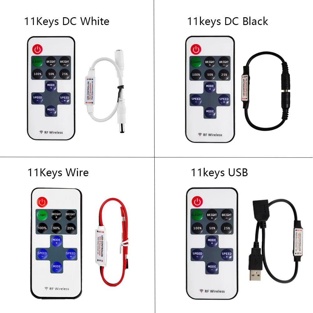 11-Key LED Controller Mini Dimmer RF Remote Control 12A Wireless RF Remote Control Monochrome Light With 3528 5050 LED Strip