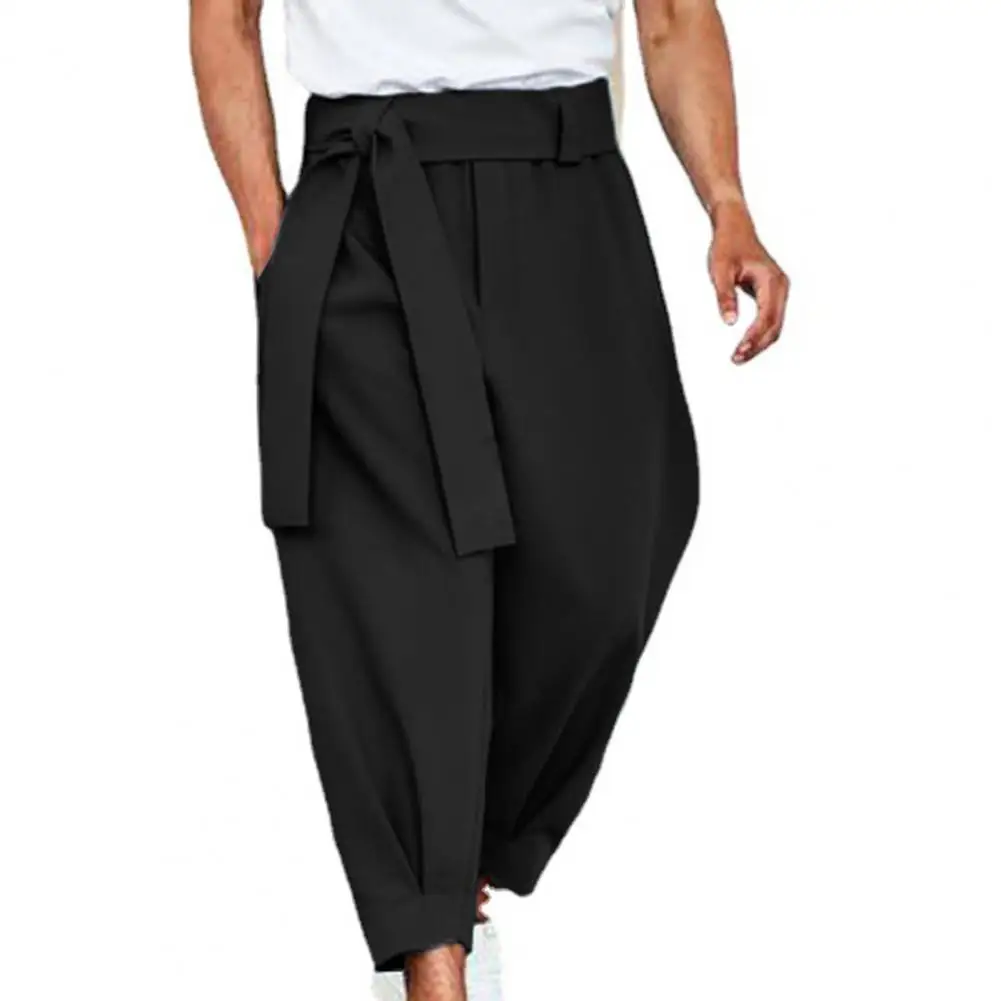 Pantalon décontracté à lacets pour hommes, ceinture à la taille, nœud papillon, adt, court, fj2021, automne, pantalon à jambes larges, document