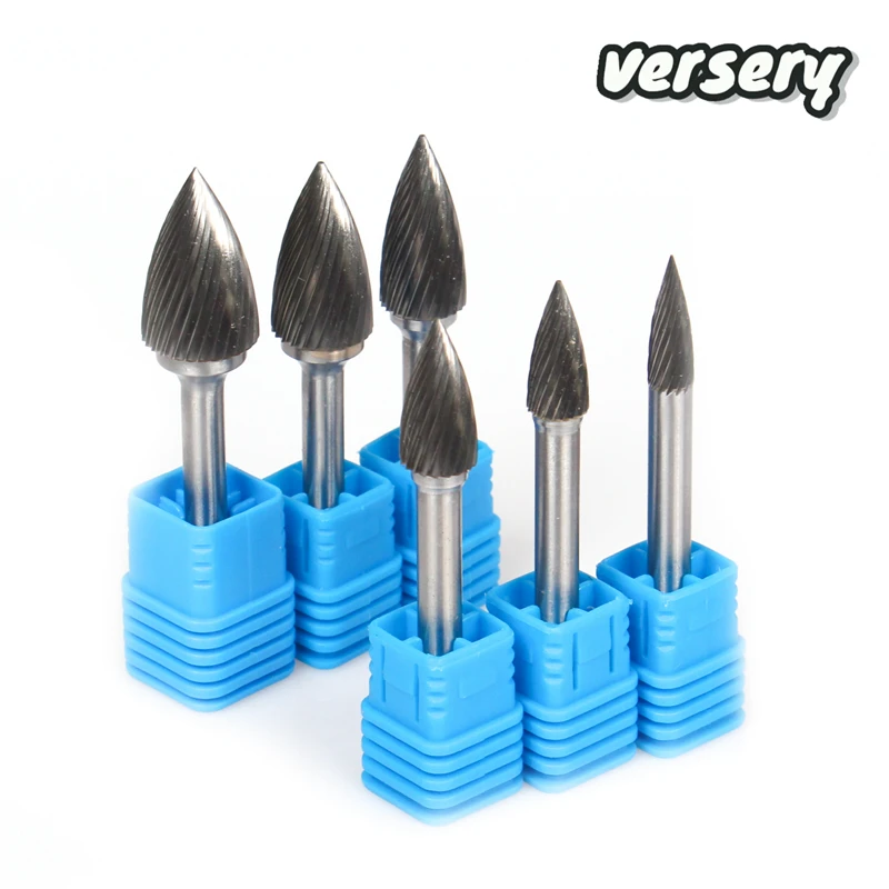 Versery  G Type Head Tungsten Carbide Alloy Rotary File Point Burr Die Grinder Abrasive Tools Drill Milling Carving Bits