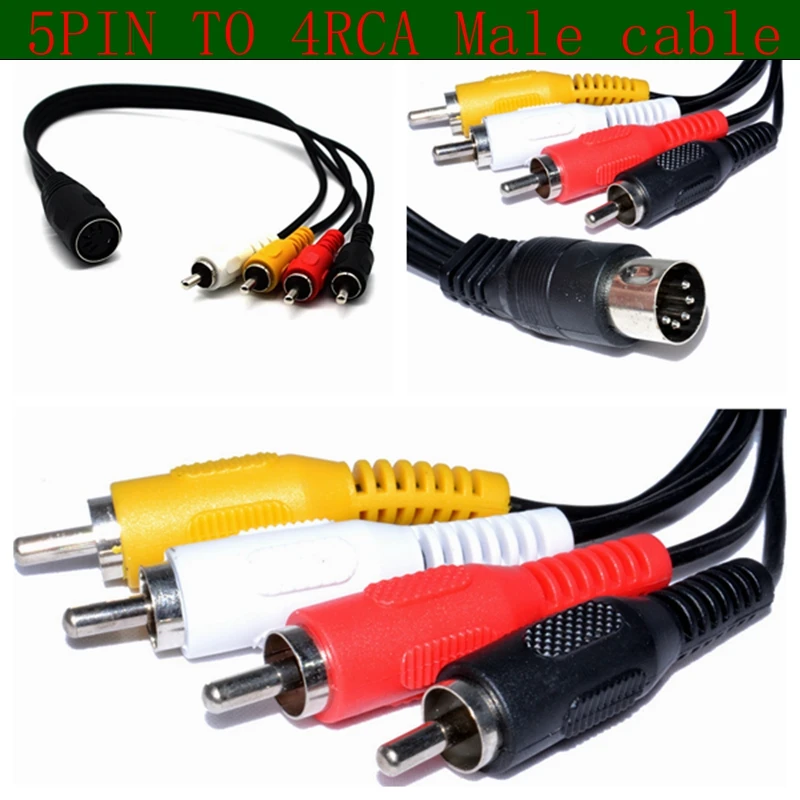 5 Pin wtyk męski Din do 4 x RCA Phono wtyczki męskie kabel Audio 5 Pin kobieta wtyczka Din do 4 x RCA Phono męski kabel 50cm 150cm