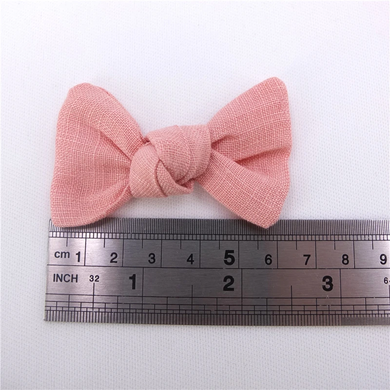 2 PCS Petite Knot Linen Hair Bow Clips Toddler Baby Girl Kids Fully Lined Clips Barrettes Hairgrips Small Hair Bow Accessories