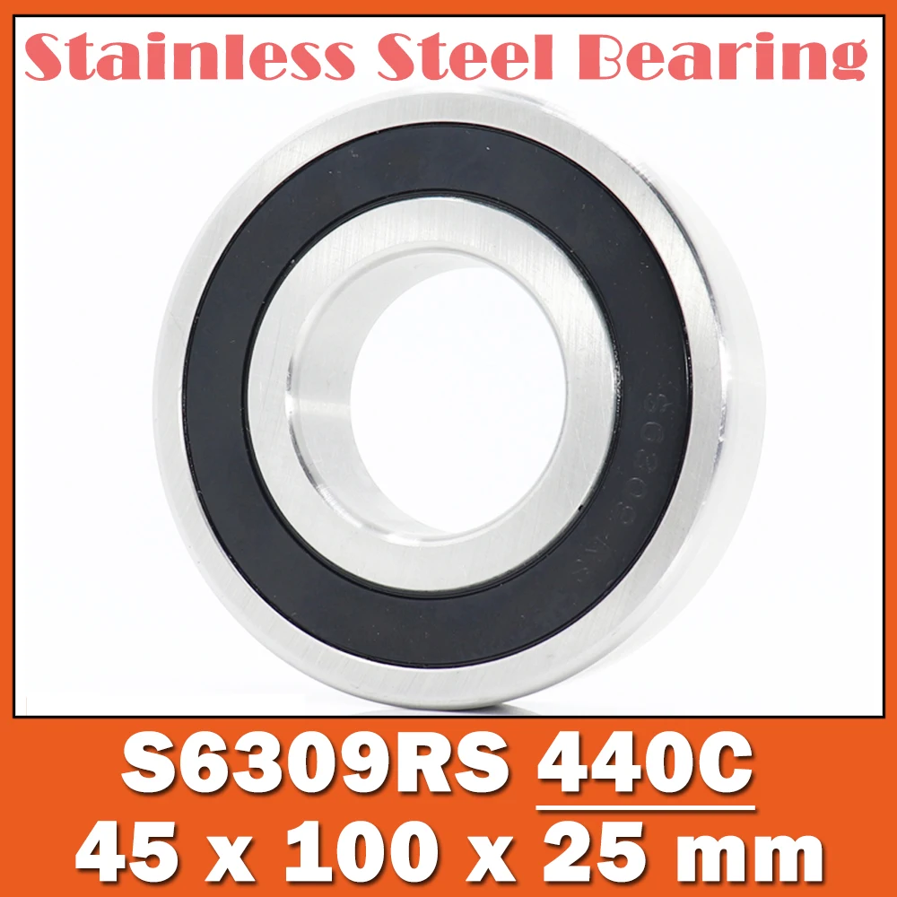 S6309RS Bearing 45*100*25 mm ( 1 PC ) ABEC-3 440C Stainless Steel S 6309RS Ball Bearings 6309 Stainless Steel Ball Bearing