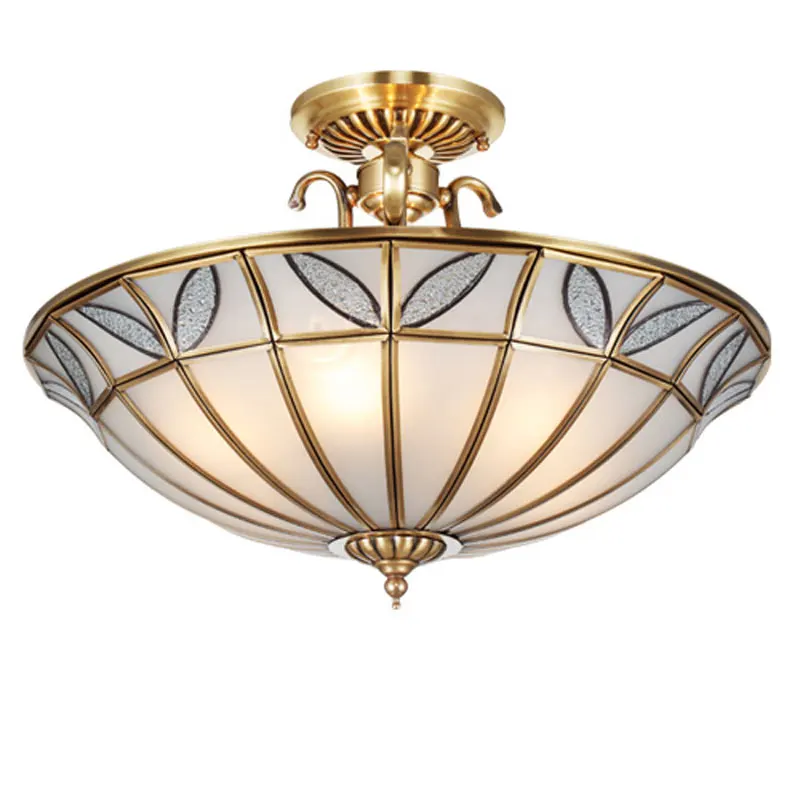 European Copper Semi-Ceiling Style Aisle Bedroom Study Balcony Ceiling Lamp D40cm D48cm D56cm Bronze Home Deco Ceiling Lighting