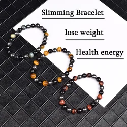Natural Black Obsidian Hematite Tiger Eye Bead Bracelets Energy Triple Protection Health Men Magnetic Women Soul Jewelry Pulsera