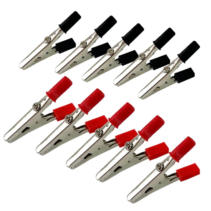 Hot 10pcs 50mm Plastic Handle Test Probe Metal Alligator Clips Connector Connect Socket Plug for Battery