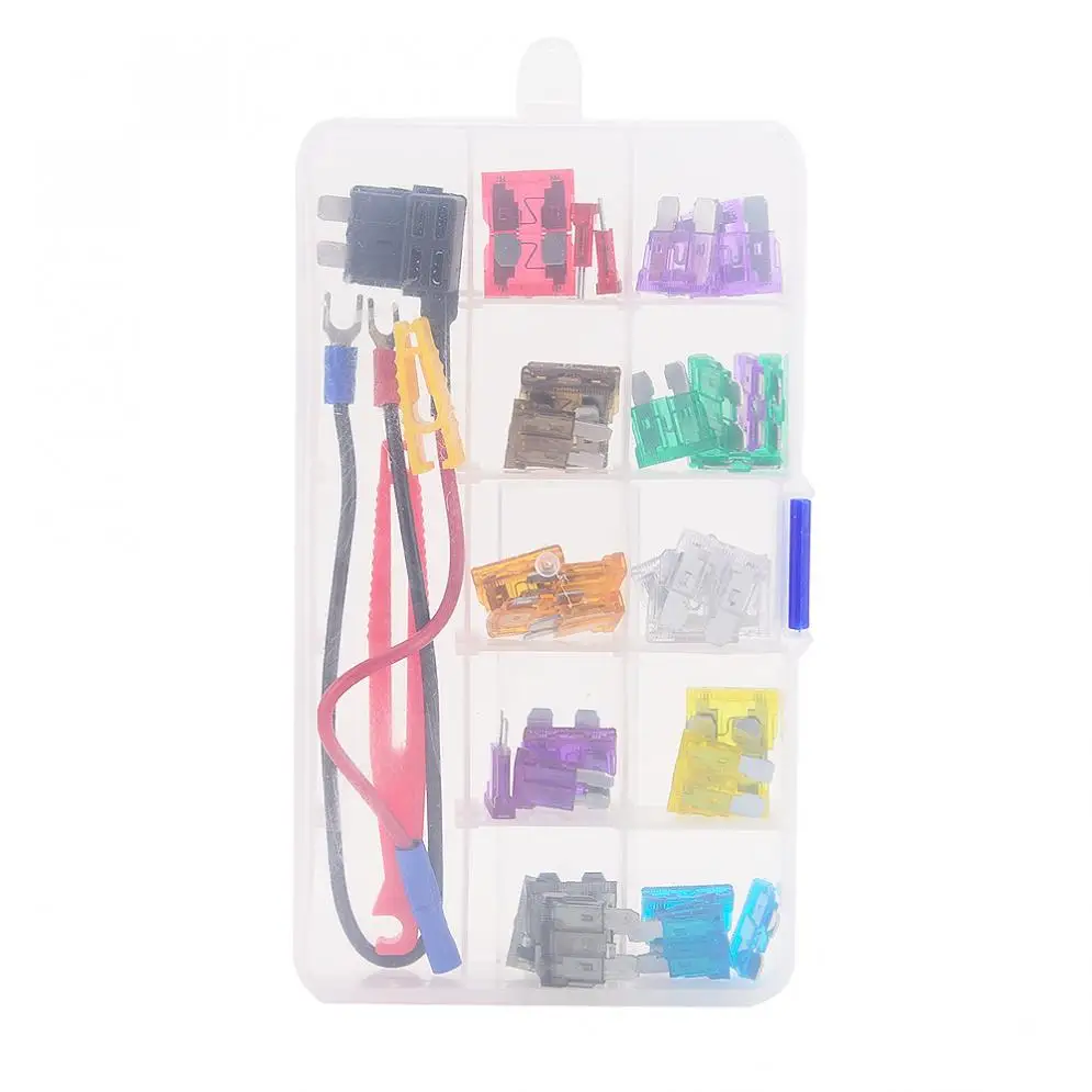 40pcs/set Colorful Medium Blade Fuse Assortment Take Electrical Appliances Set with Plastic Box for Cars Vehicle Automobile