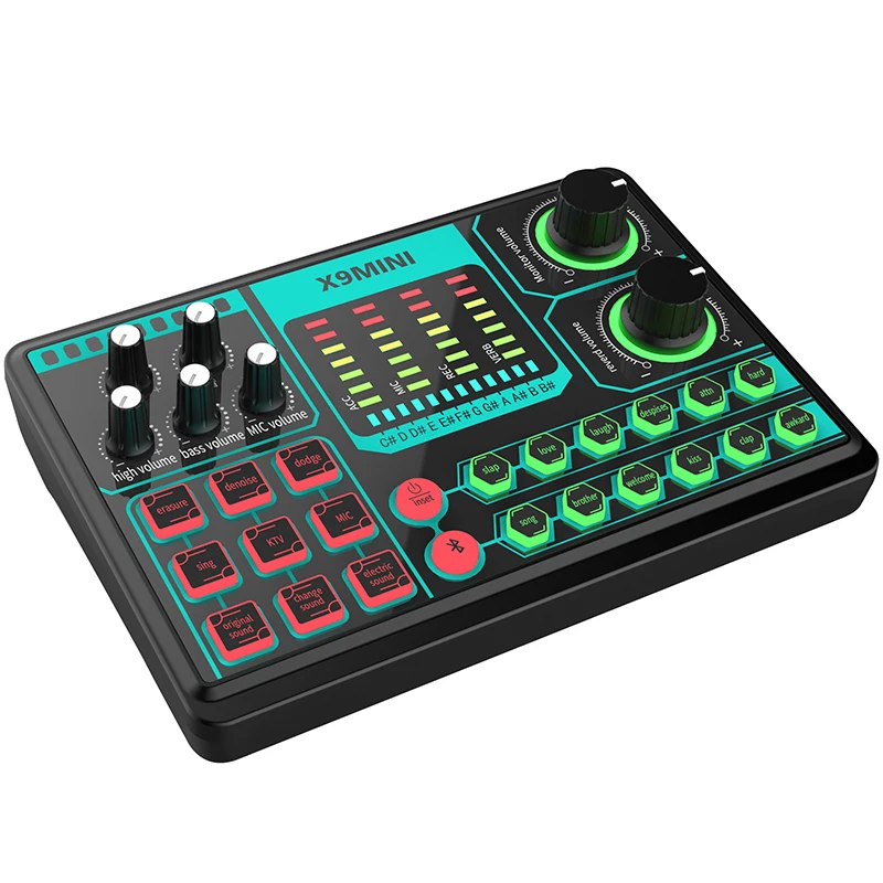 X9MINI Computer External Mobile Phone Sound Card K song live tone repair mixer automatic noise reduction recording