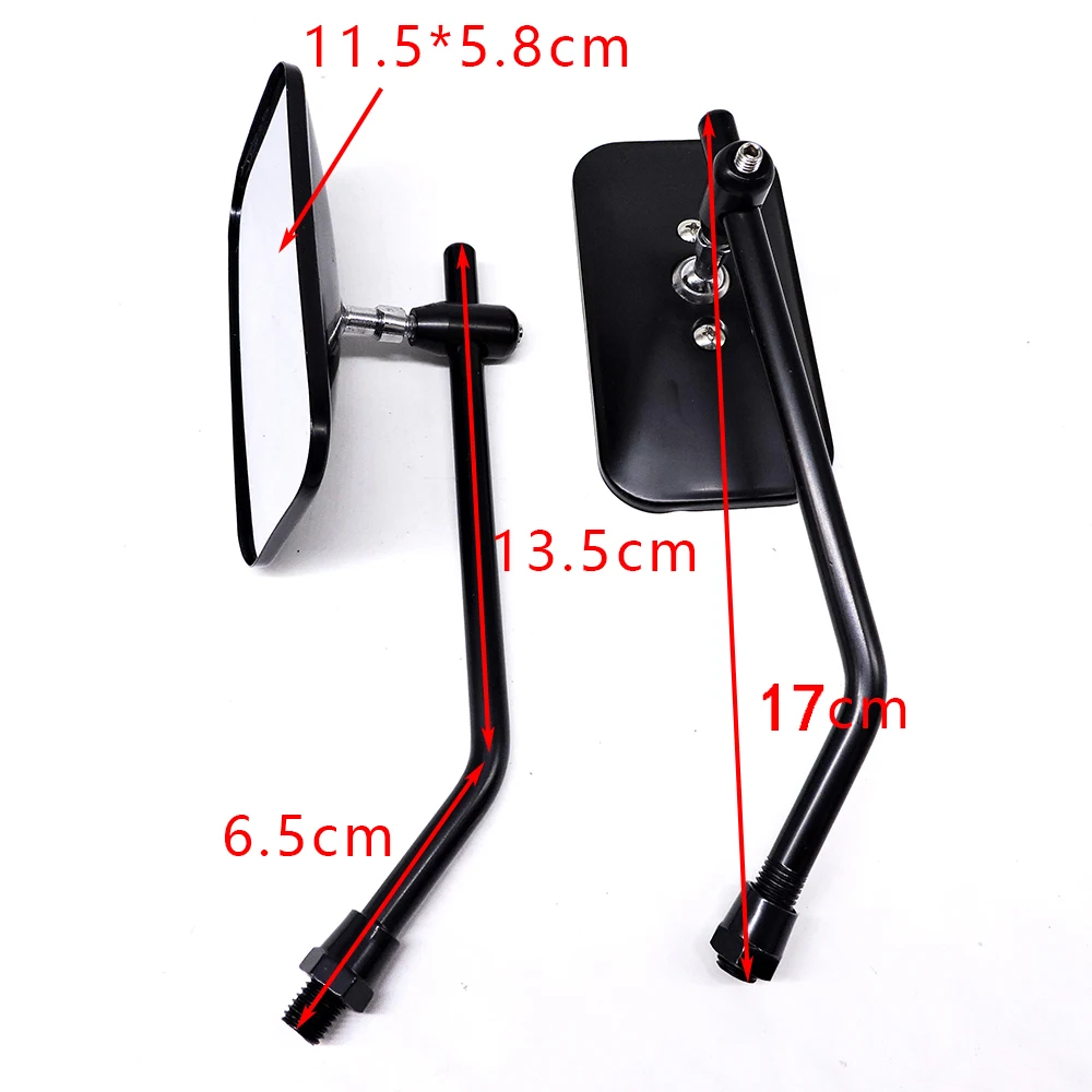 2Pcs Universal Retro Rectangle Aluminum Motorcycle Rearview Mirrors Chrome 10mm For Honda retroviseur Motorcycle Accessories