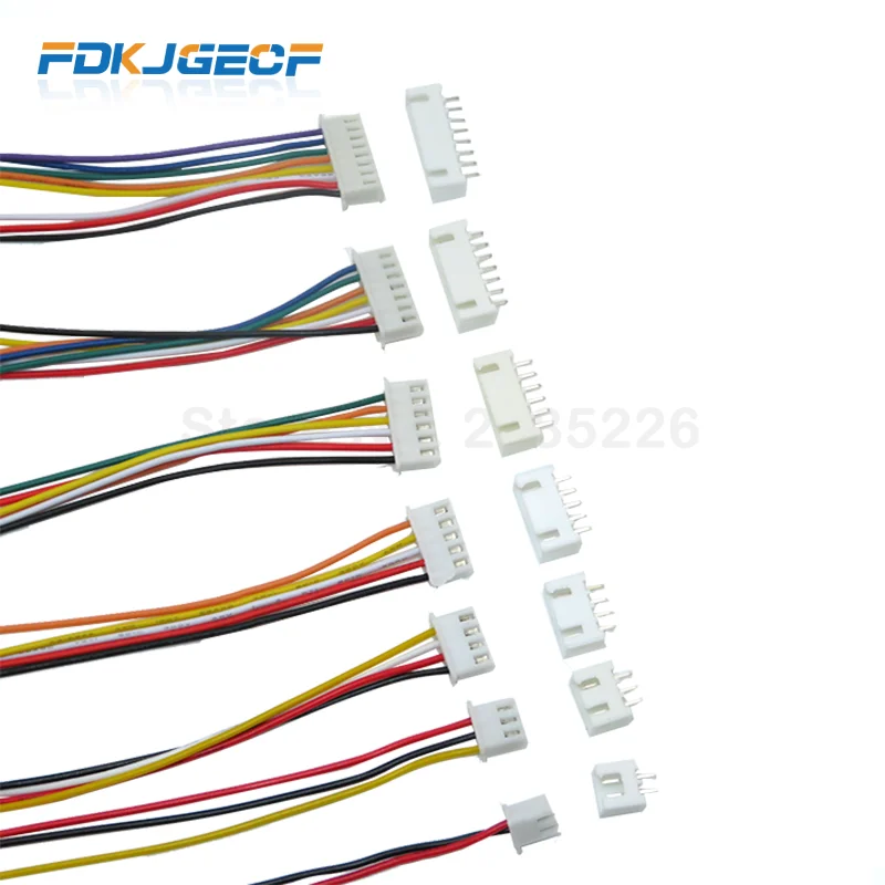 5 Sets JST XH2.54 XH 2.54mm Wire Cable Connector 2/3/4/5/6/7/8/9/10 Pin Pitch Male Female Plug Socket 300MM Wire 26AWG