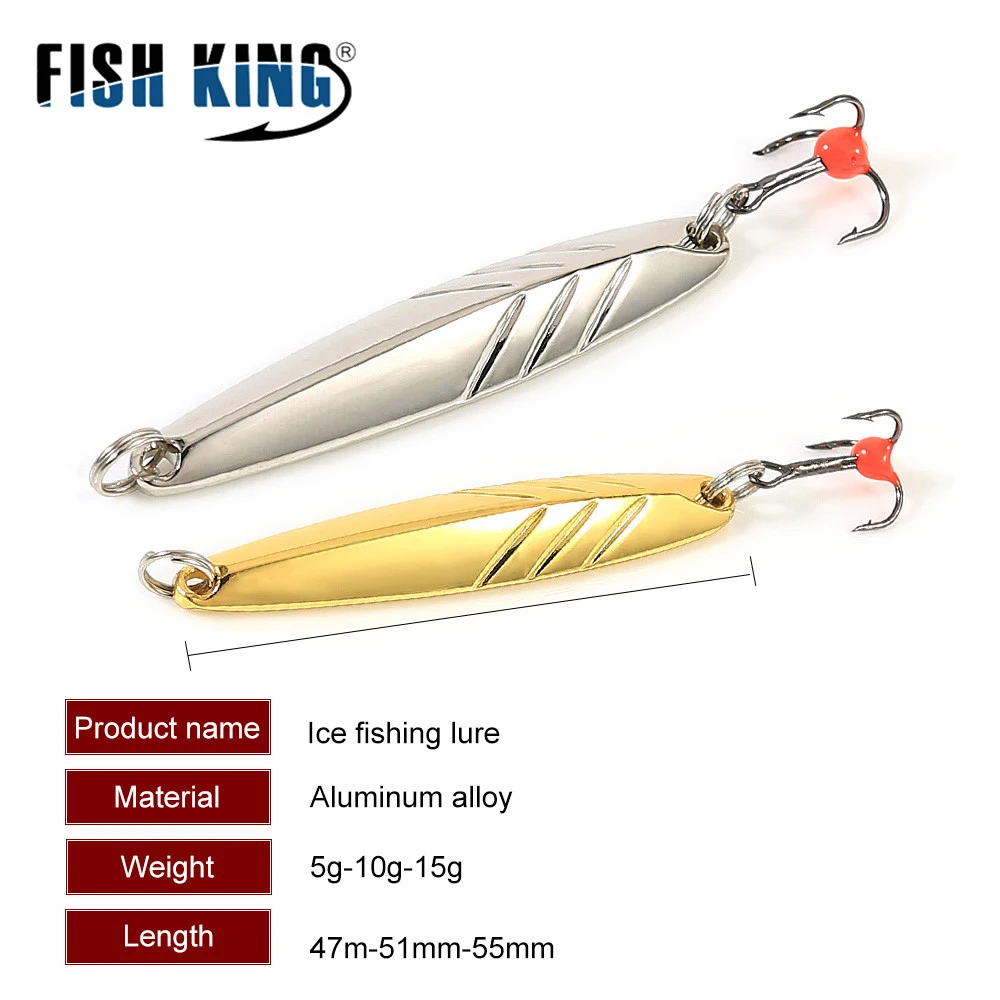 FISH KING Winter Fishing Lure Balancers For Bass 5/10/15g Hard Artificial Bait Jig Metal Spoon Ice Fishing Accessories Wobblers