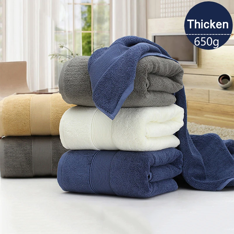 

140x 70cm Thickened 650g Combed Cotton Large Bath Towel Sets Soft Absorbent Solid Color Beach Sauna Home Hotel Shower Towels