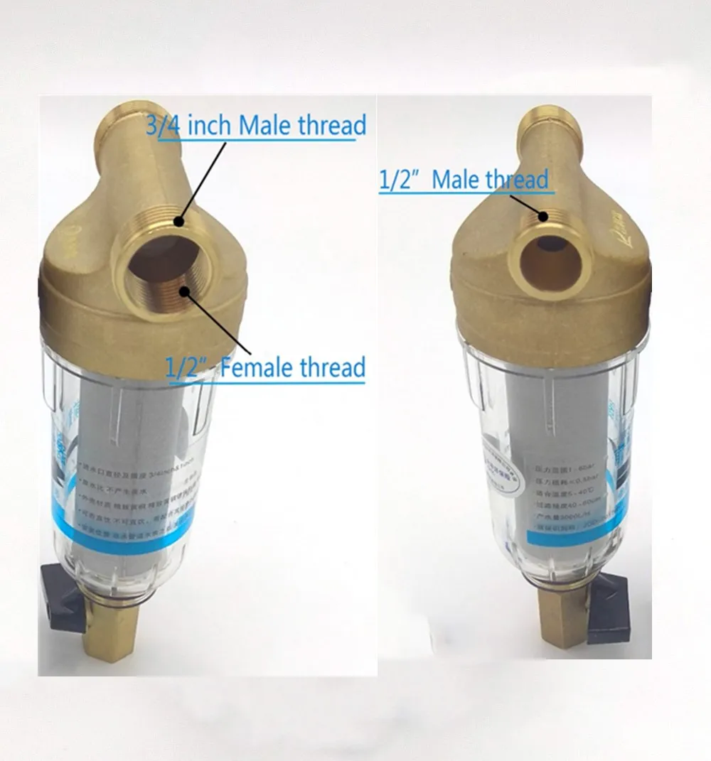 Prefilter water filter First step of water purifier system 40micron stainless steel mesh prefiltro 3/4