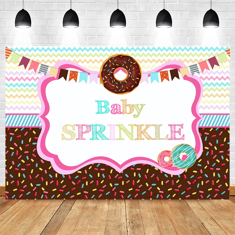 Mocsicka Donut Theme Photography Background Bunting Chocolate Donut Birthday Party Decoration Child Portrait Backdrop Banner