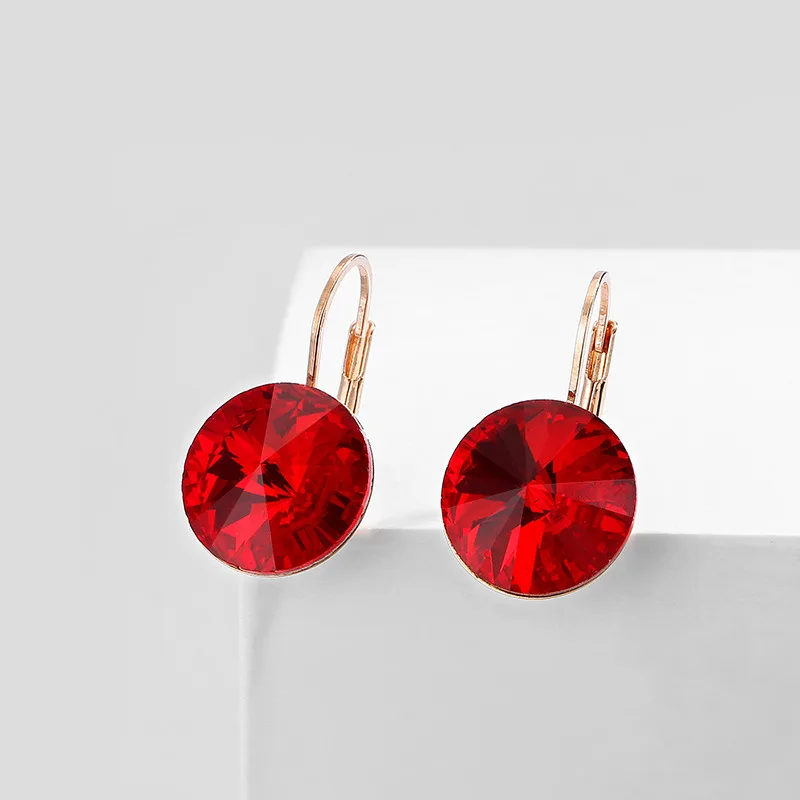 Fashion Classic Crystals Hoop Earring Leverback Dangle Earrings Party Jewelry for Women Gift