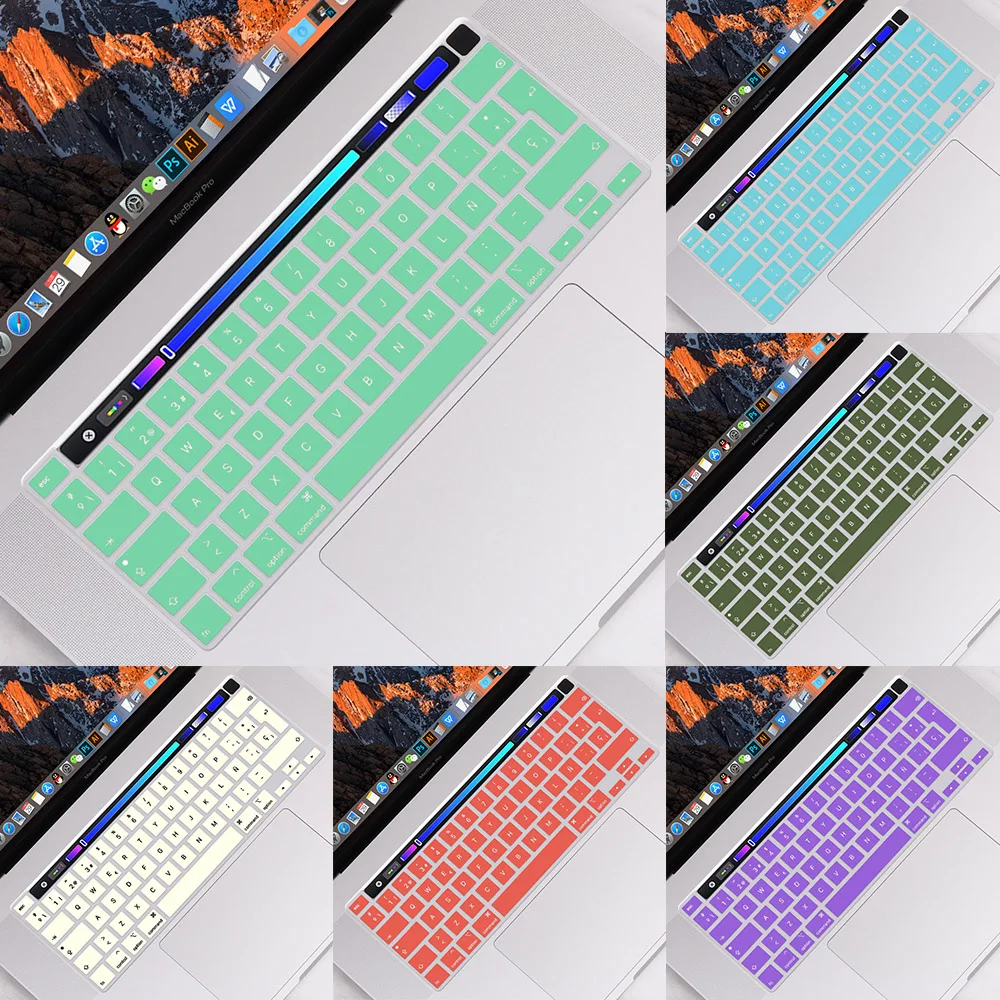 Redlai עבור MacBook Pro 16 אינץ A2141 מגע בר 2020 2019 איחוד אירופי ספרדית גרסה רך סיליקון מקלדת כיסוי עור מגן מדבקה