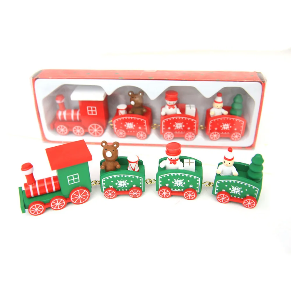 Christmas Decoration for Home 4 Knots Christmas Train Painted Wooden with Santa Kids Toys Ornament Navidad 2022 New Year Gift image 5