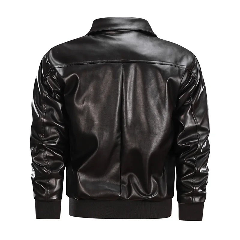 Men\'s Winter Thick Bomber Flight Leather Jacket Male Skin Biker Motorcycle Outwear Coats Soft Air Force Pilot Leather Jackets