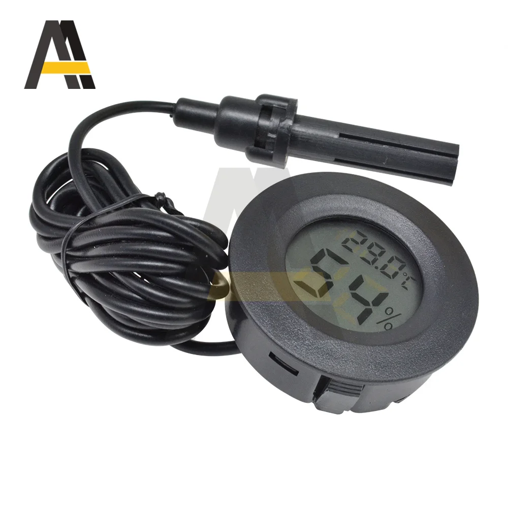 LCD Digital Thermometer Hygrometer Gauge Tester with Probe Incubator Aquarium Temperature Humidity Meter Sensor Detector