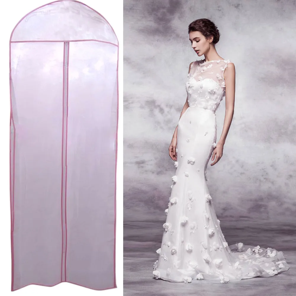 

180 x 58 x 8cm S M Women Bridal Wedding Dress Gown Robe Garment Clothes Storage Bag Protective Clear White Dust Proof Cover Bag