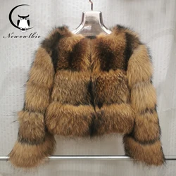 Nuovo cappotto di procione reale maniche staccabili in due stili cappotto di pelliccia di volpe inverno naturale donna girocollo caldo spesso cappotto di pelliccia reale