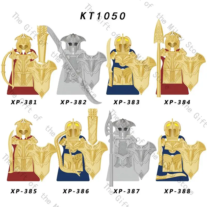 

8PCS/LOT Medieval Time Knight Elves Soldier Figures Building Blocks Accessories Weapon Armor Shield Toys For Children KT1050