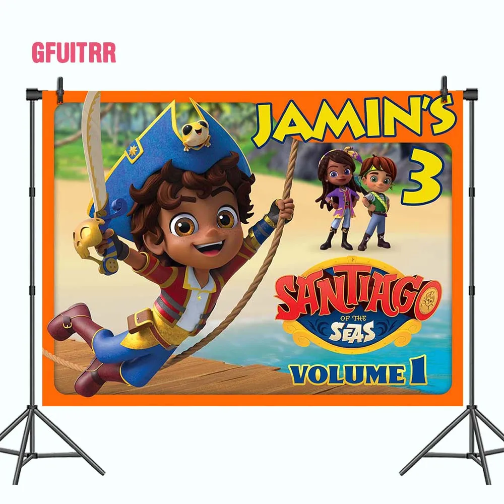 GFUITRR โจรสลัด Santiago ภาพพื้นหลังวันเกิดสำหรับเด็ก Party การถ่ายภาพฉากหลังที่กำหนดเองเด็กห้องนอนแบนเนอร์โปสเตอร์ Decor Prop