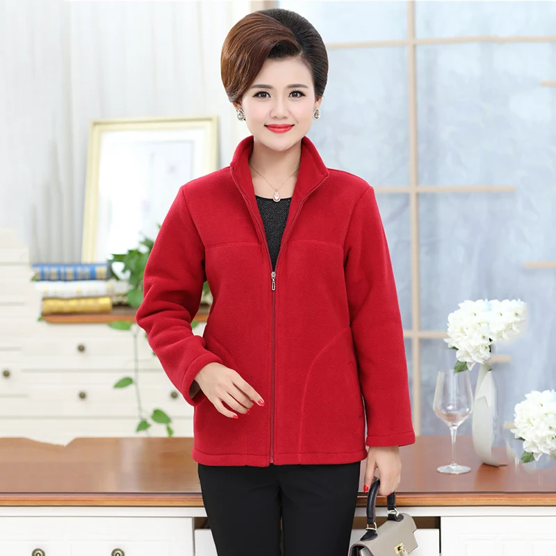 Women's Polar Fleece Sweatshirt Jacket, Thick Jacket, Casual Jackets, Outerwear for Mom, Autumn and Winter