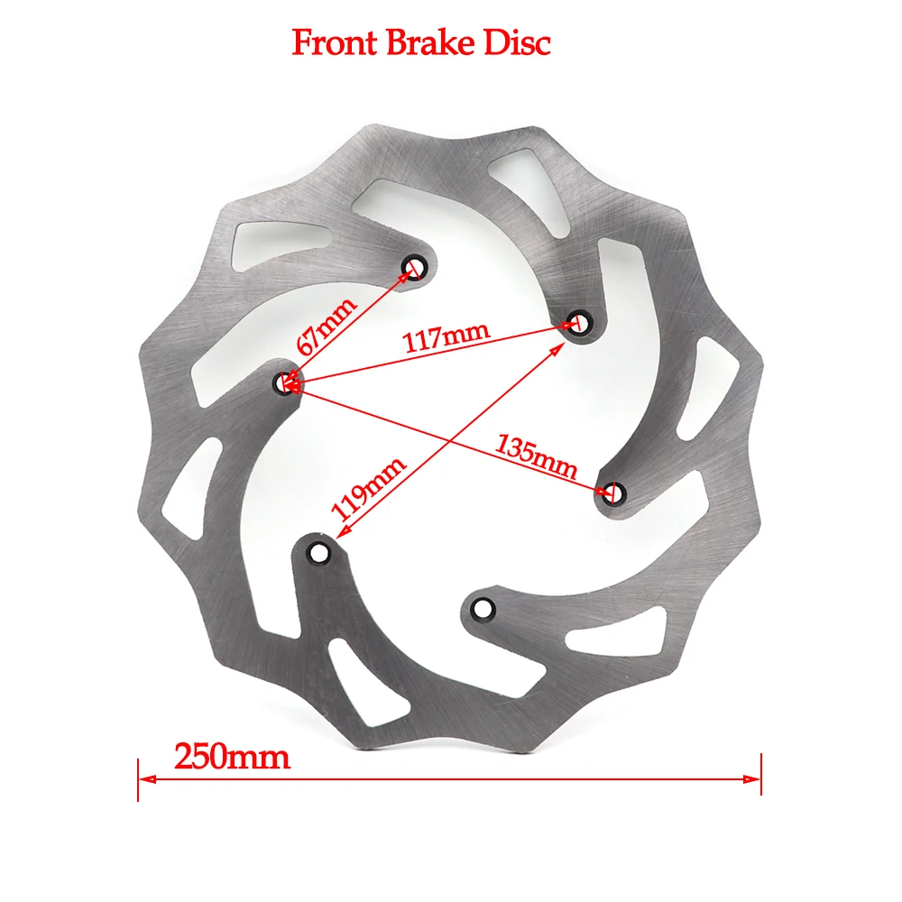 250mm Front Brake Disc Rotor Motorcycle Disc Brake For Suzuki RM125 RM250 RMX250 Yamaha WR125 WR250 WRF250 WRF450 YZ125 YZF450