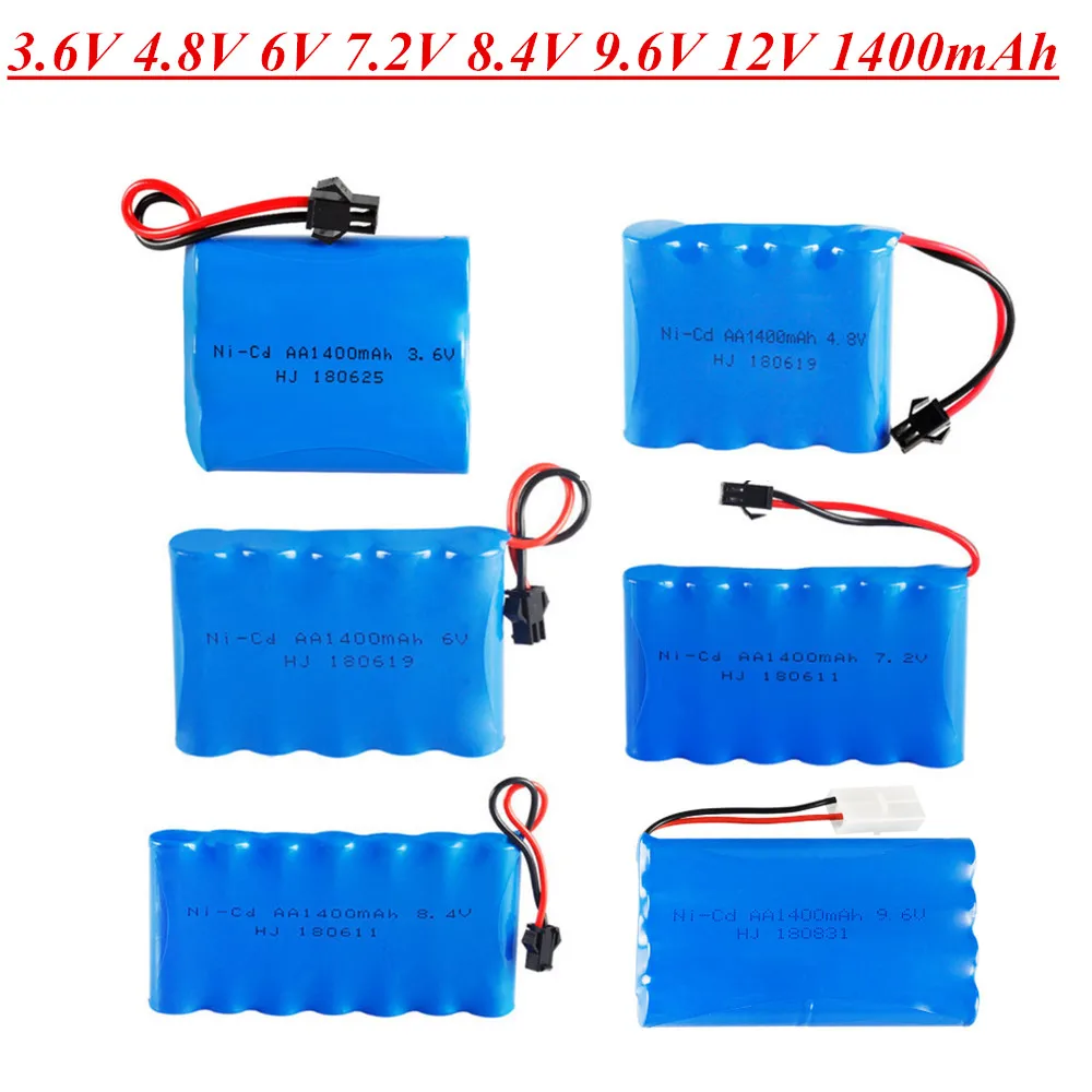 3.6V 4.8V 6V 7.2V 8.4V 9.6V 12V 1400mAh NiCD battery For RC Toys Cars Trucks Tank Guns Spare Parts AA Ni-CD Battery pack 1pcs