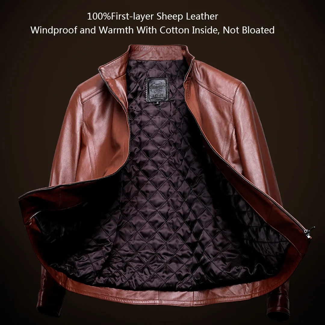 Youpin pele de carneiro clássico casaco fino primeira camada couro genuíno à prova de vento quente macio confortável outwear masculino couro do plutônio casacos