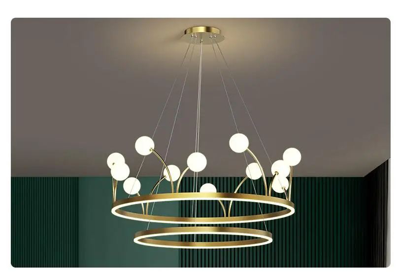 

Bedroom Chandelier Light Luxury Postmodern LED Crown Lamp Simple Creative New Nordic Net Red Dining Room Living Room Lamp