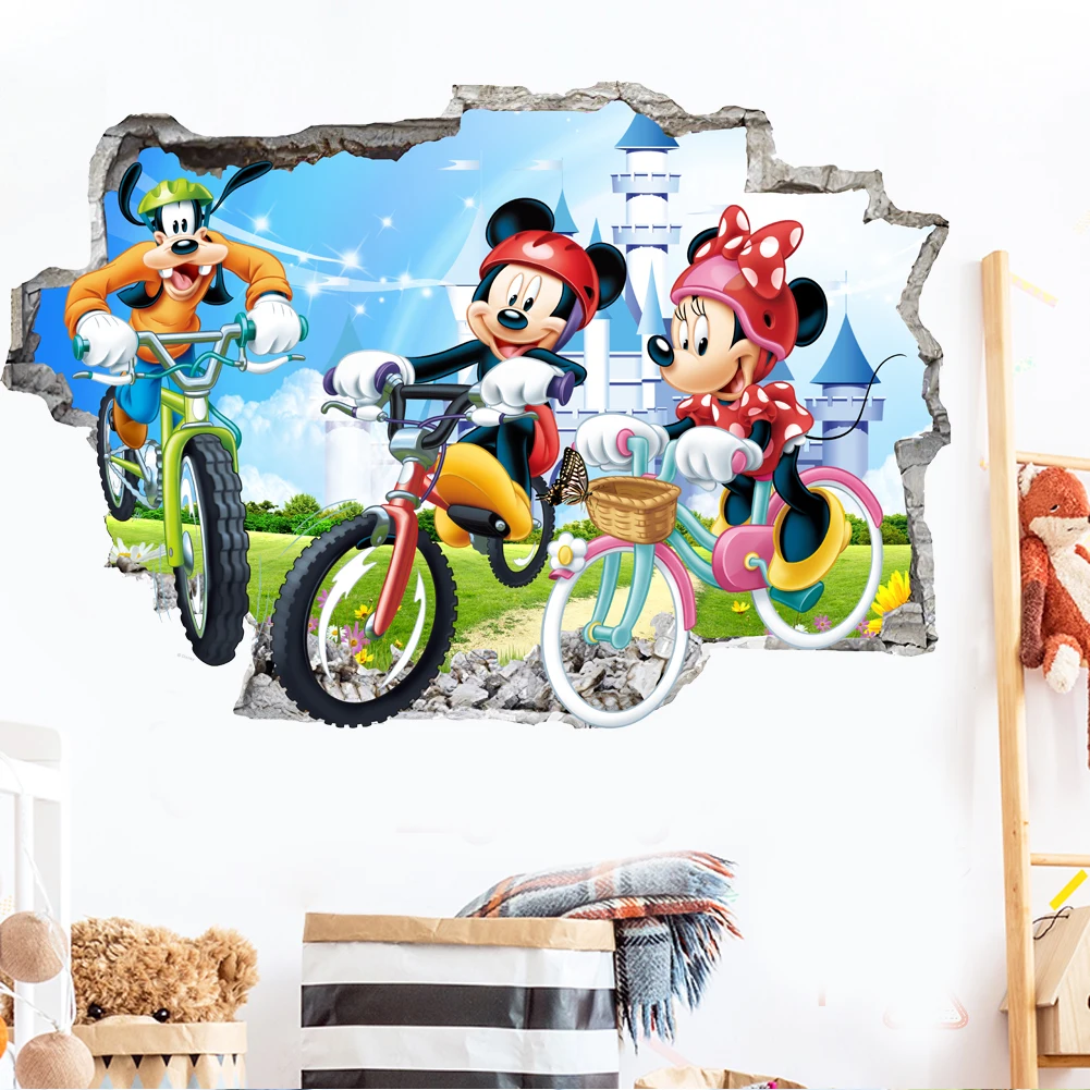 Cartoon Mickey Minnie Mouse baby home decals wall stickers for kids room baby bedroom wall art nursery amusement park DIY poster