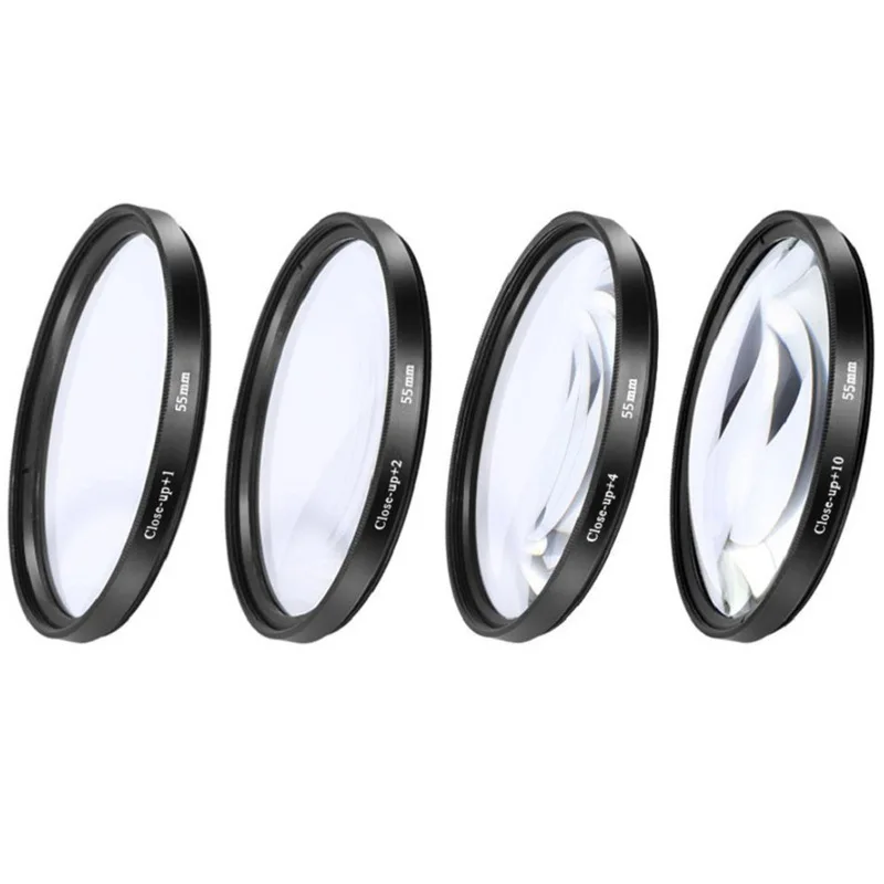 Close Up Macro Camera Lens Filter +1+2+4+10 Diopter Macro Lens Focusing Filter Comes with Nylon Bag, Photography Accessories