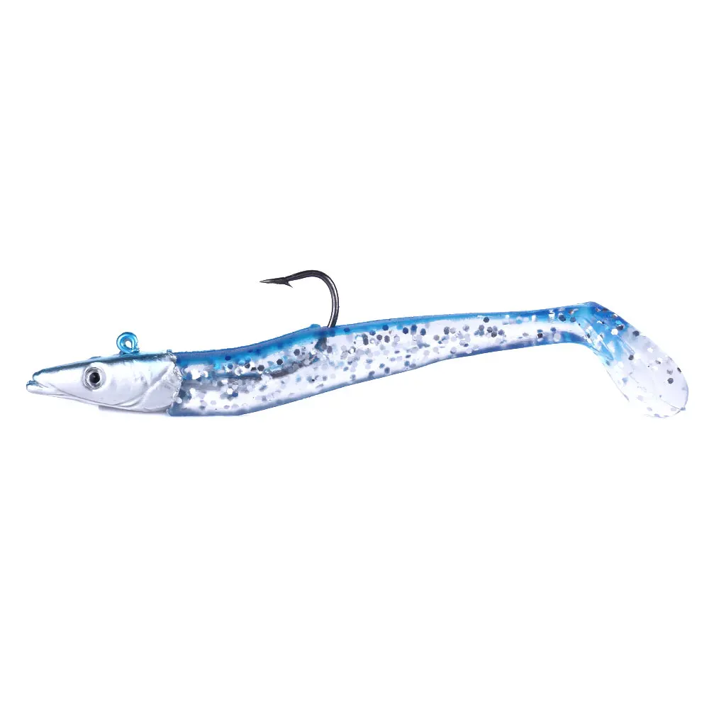 1 Stück 11cm 19g Jig-Head Weichköder Wobbler Künstlicher Köder Silikon-Angelköder für Wolfsbarsch und Zander Weichköder Angelzubehör