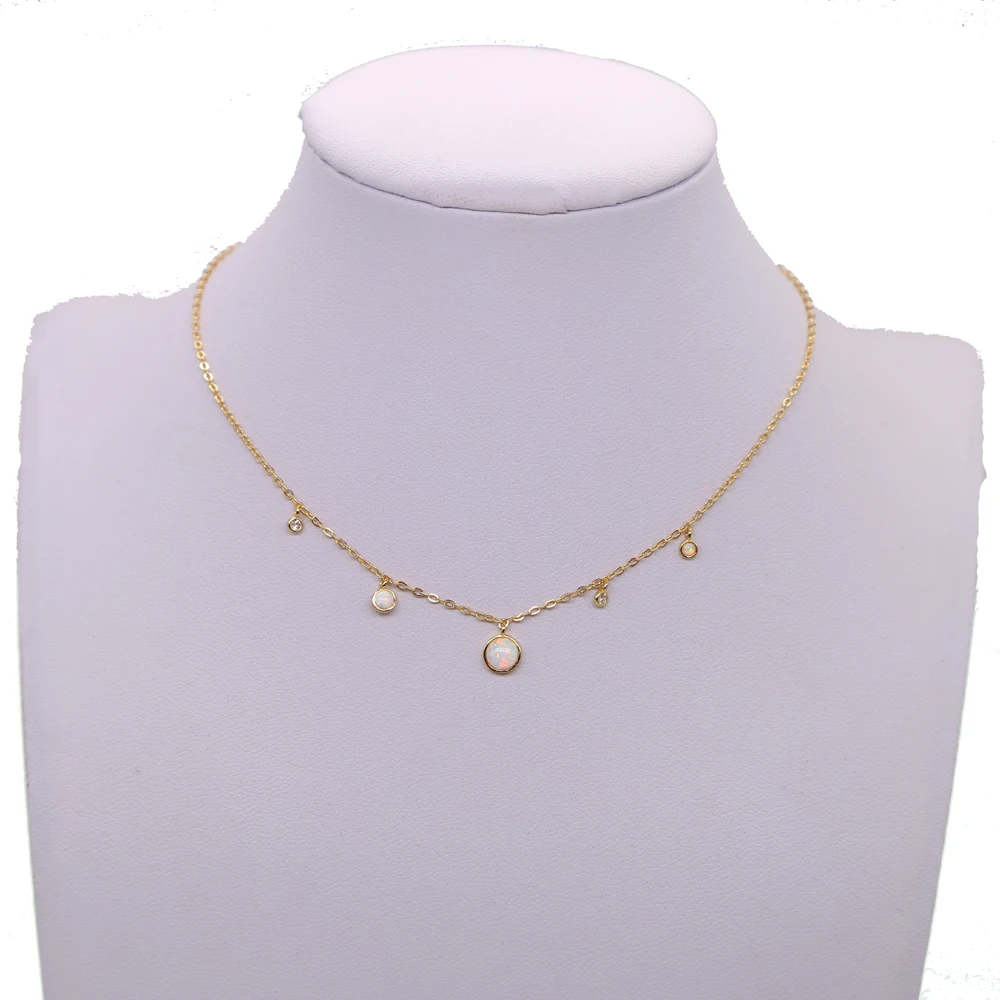 real 925 silver moonstones cz station jewelry chain elegant women stunning lovely white opal pendant necklace fashio necklaces