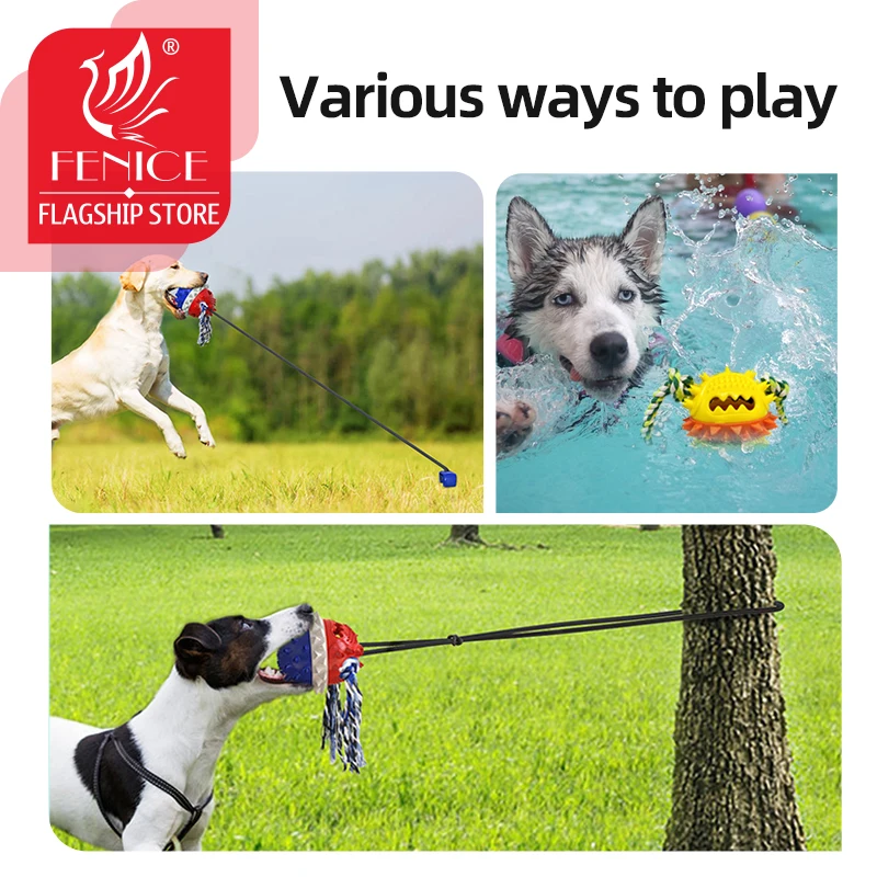 Multifunction Pet Dog Tug-Of-War Dog Walking Outdoor Drawstring Ball Interactive Sounding Elastic Pull Rope Ball Dog Toy Pet