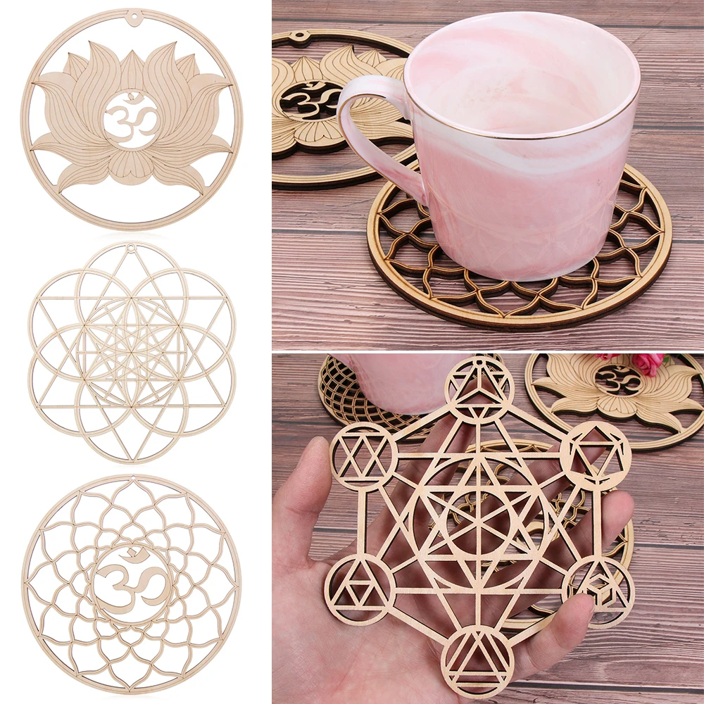 Handmade Coasters Flower Of Life Energy Mat Wooden Wall Sign Geometry Laser Cut Craft Wood Wall Sacred Art Home Decor Ornament