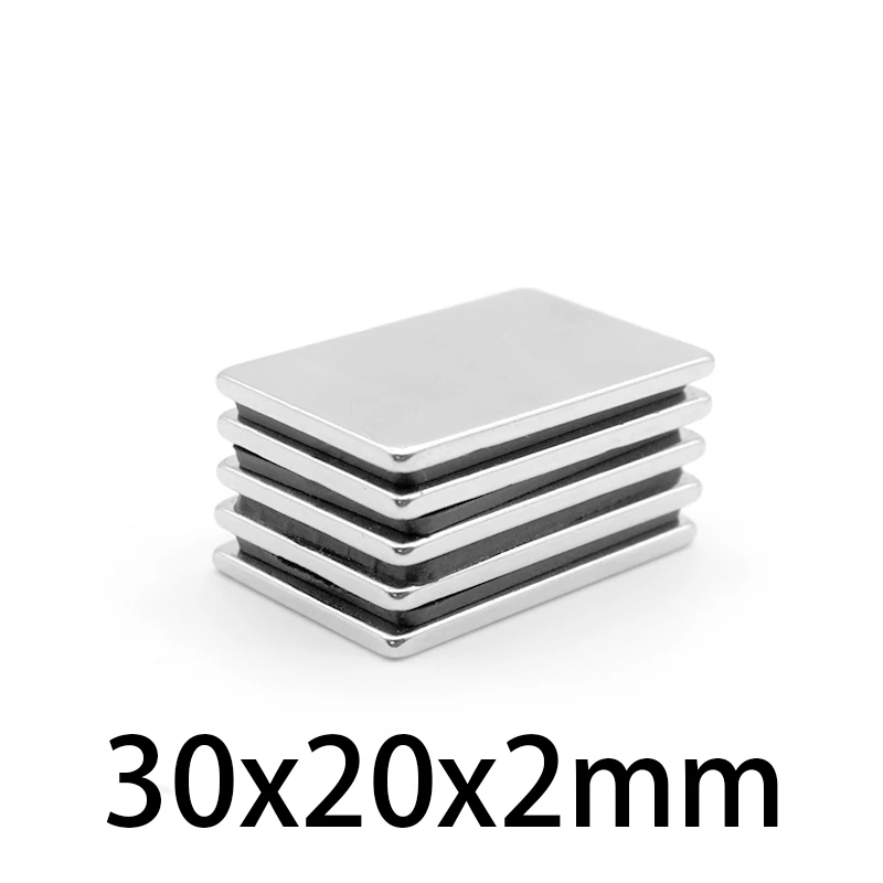 30X20X2 mmBlock Permanent Magnet 30*20*2 mm Super Strong Neodymium Magnet 30x20x2mm Powerful Magnets N35 Magnetic